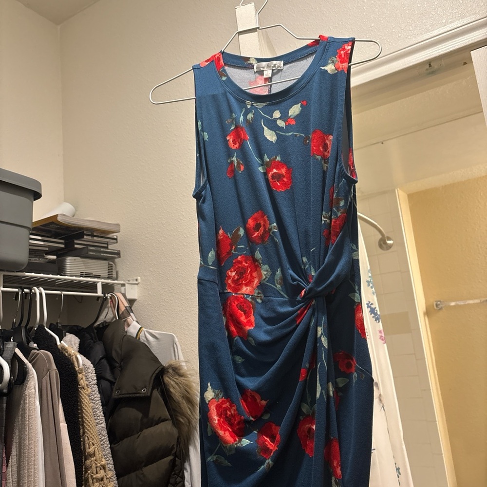 Nine Britton Floral Midi Dress - Blue and Red